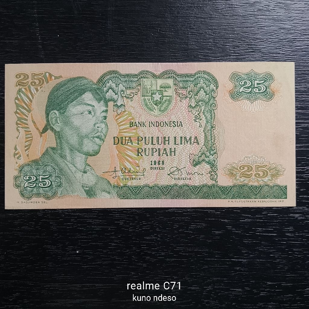 Uang Kuno 25 Rupiah 1968 Jenderal Soedirman Seri X - Kondisi UNC