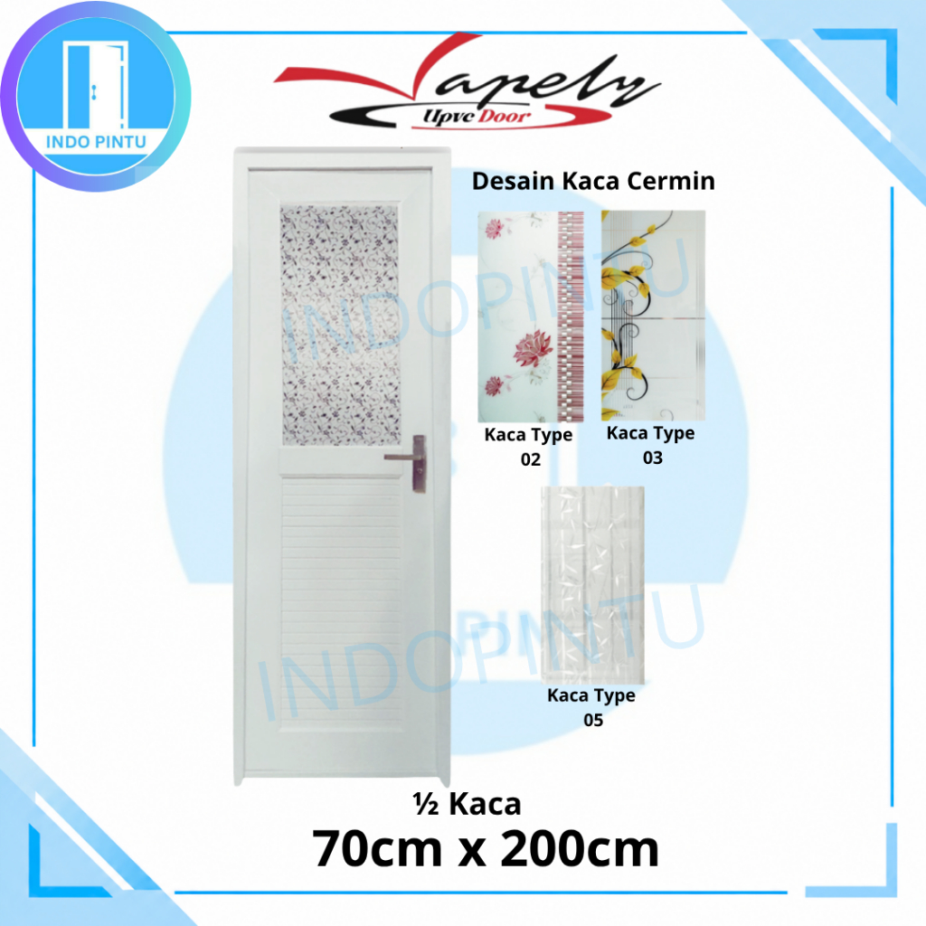 Pintu Kamar Mandi Vapely 1/2 Kaca Putih