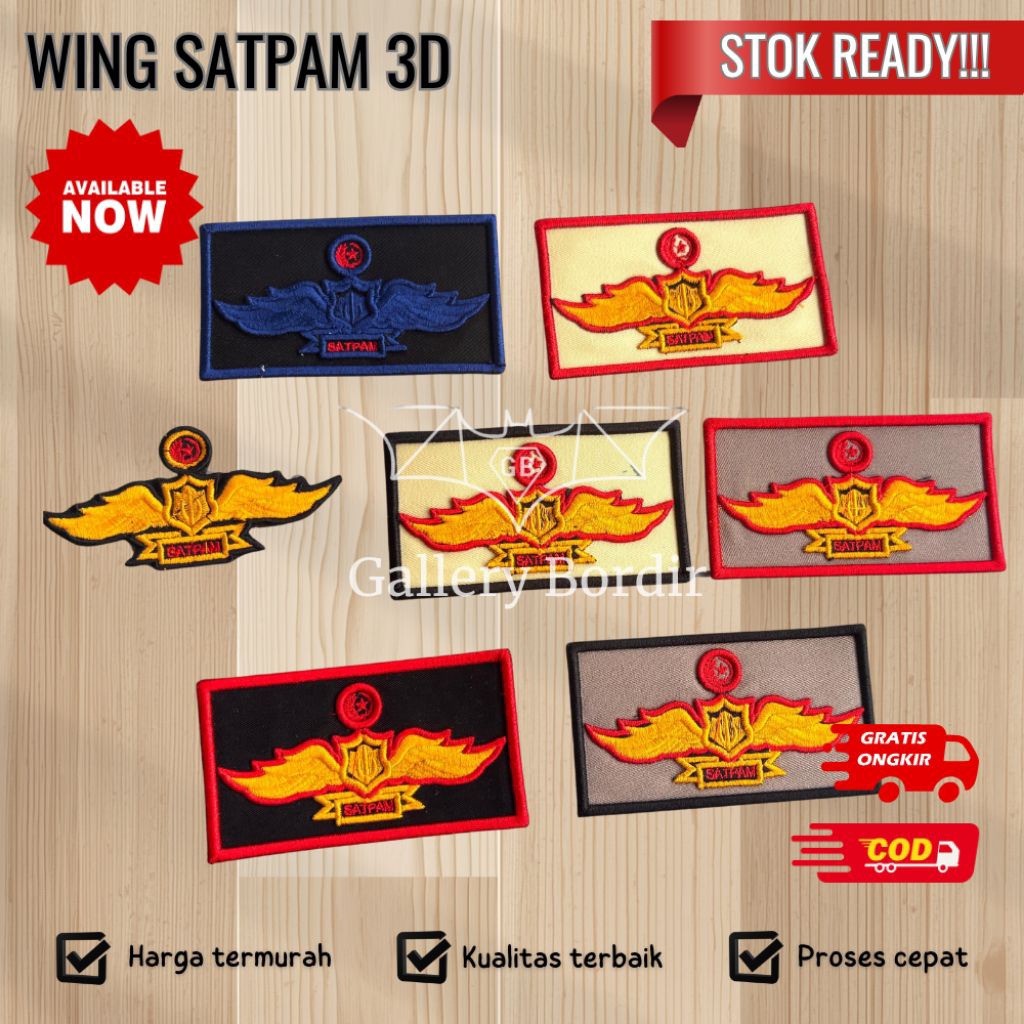 wing satpam bordir timbul 3d