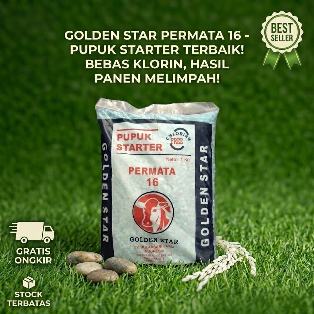 Pupuk NPK Permata 16  Golden Star 1kg