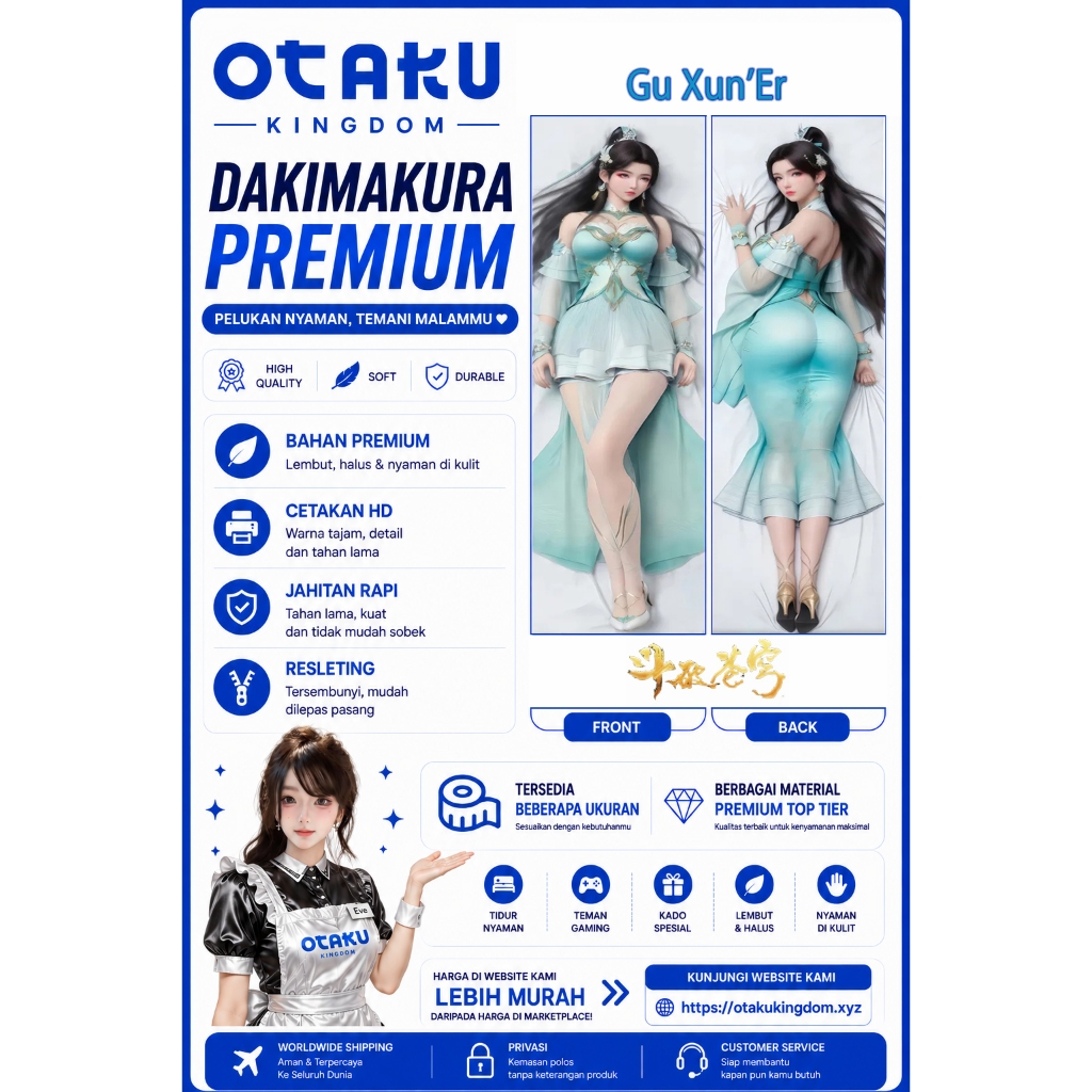 Sarung Bantal Dakimakura 3D Art Pillow Cover Only Xun'er - Battle Through The Heavens By Otaku Kingd