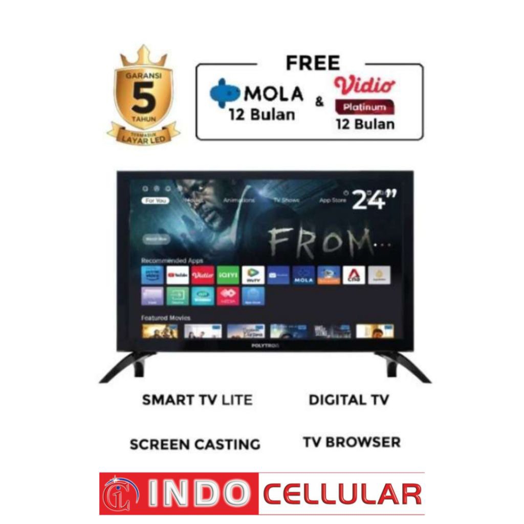 CUCI GUDANG TV POLYTRON 24 INCH 24CV1859 SMART TV LITE DIGITAL (KARGO)