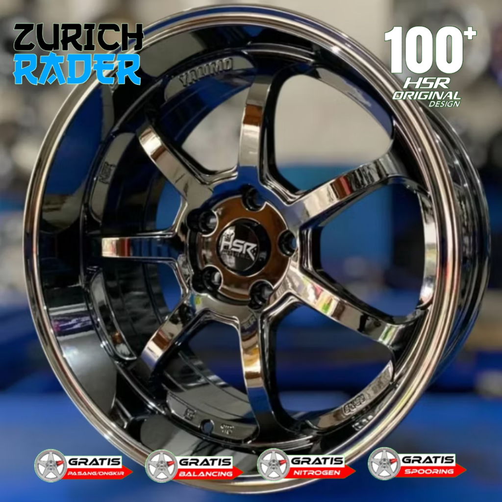 Velg Mobil Fortuner R18 HSR Wheel Yalimo Black Chrome Velg HSR Ring 18