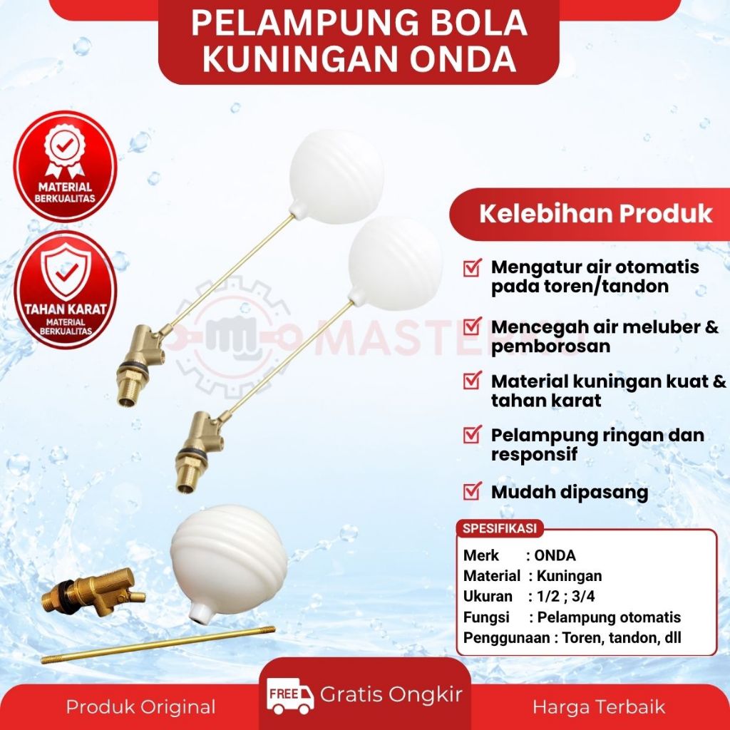 Pelampung Bola Air Onda / Pelampung Air Tandon / Pelampung Air Otomatis Torren / Pelampung Toren Air