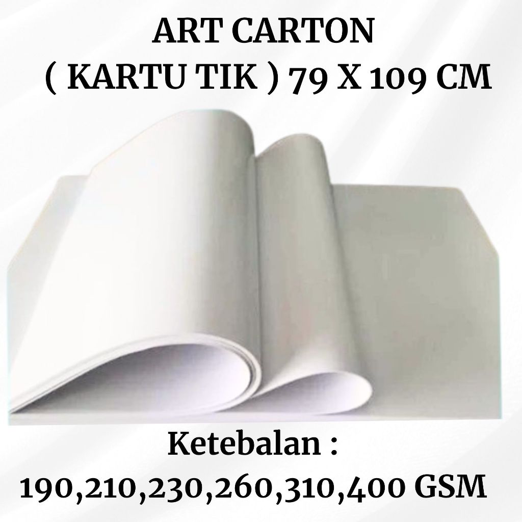 ART CARTON / KARTU TIK PLANO UKURAN 79 X 109 CM KETEBALAN ,190 , 210 , 230 , 260 , 310 , 400 GSM