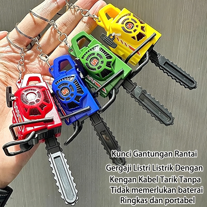 Gantungan kunci gergaji mesin/pelindung tas dengan tali tarik mainan/miniatur mainan gergaji mesin y