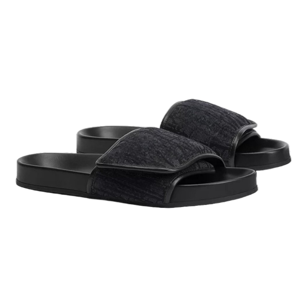 Damen Herren Sandal Slip On Velcro Strap Canvas Fabric Black OROR