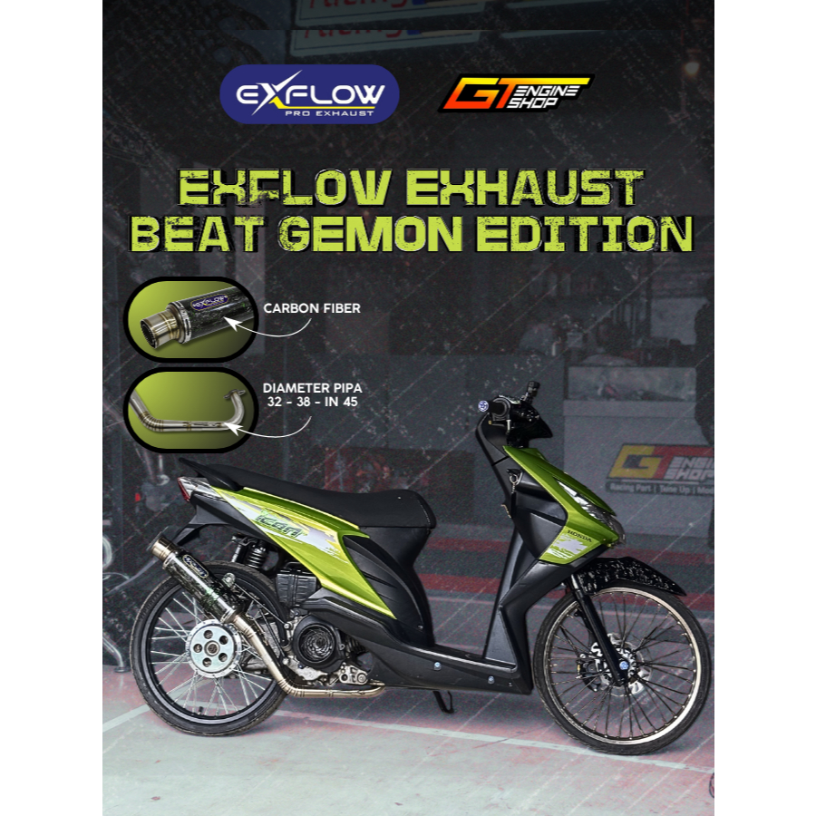 KNALPOT EXFLOW RACING BEAT CARBON GEMON EDITION BEAT KARBU DRAG INLET 45MM