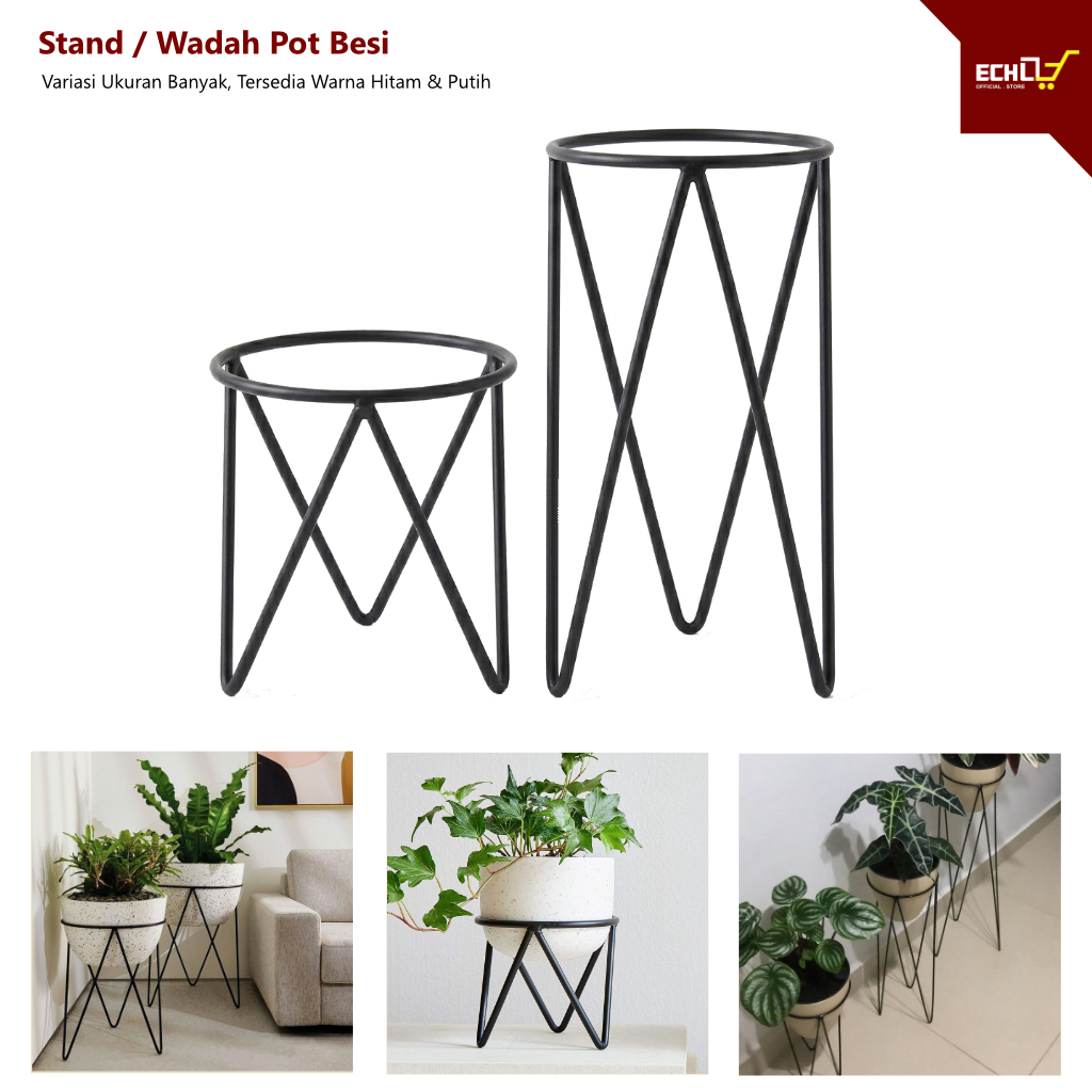 Standing Pot Besi / Wadah Pot Besi / Dudukan Pot Bunga - Model Kaki V