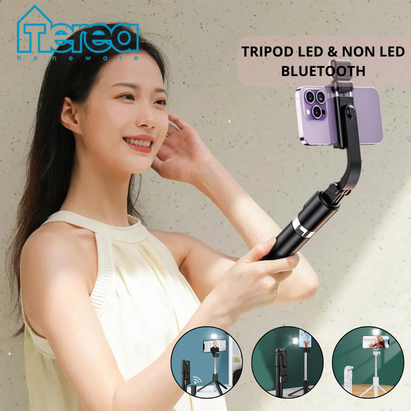 TEREA Tripod Led & Non Led Selfie Stick Tongsis Bluetooth Tongkat Selfie Bluetooth Plus Remot Selfie