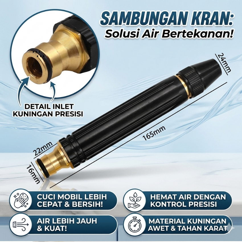 Kepala Semprotan Air Kuningan Multifungsi dengan Tekanan Tinggi/hose nozle sambungan selang kran air