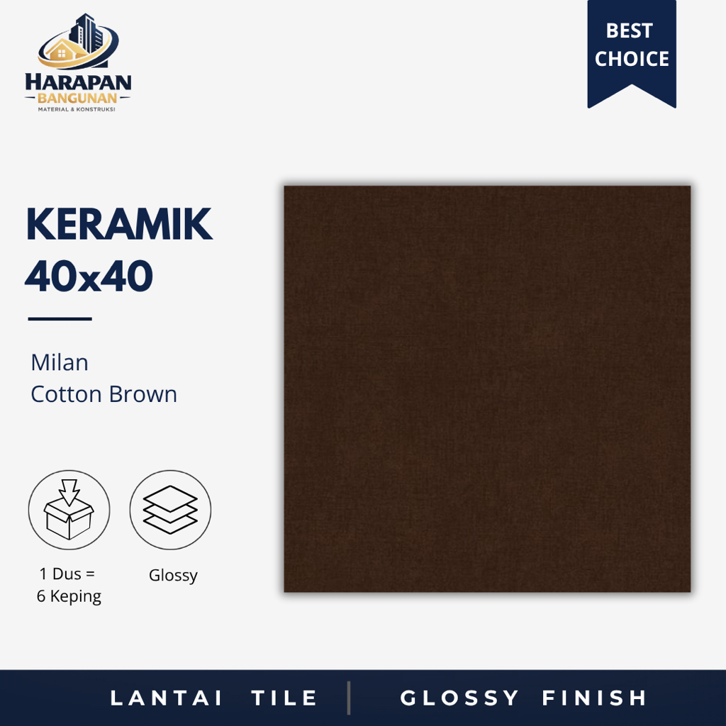 Keramik Lantai Coklat Merah Bata 40x40 Milan Cotton Brown 1 Dus 6 Keping Matte 40 x 40