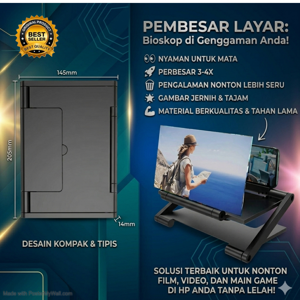 Alat Pembesar Layar HP 10 Inch Anti Pecah Anti Radiasi Plug and Play 3D/PEMBESAR LAYAR KWALITAS BAGU