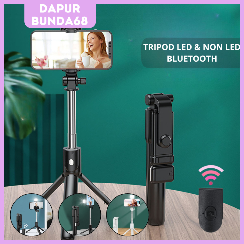 DB68 Tripod Led & Non Led Selfie Stick Tongsis Bluetooth Tongkat Selfie Bluetooth Plus Remot Selfie