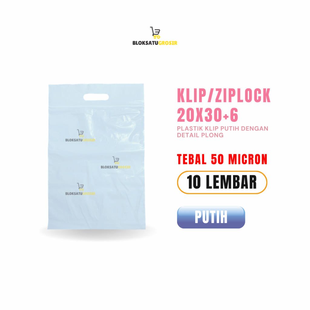 Plastik Klip Ziplock - Ziplock Pouch - Plastik Klip Kecil - Plastik Klip Plong Putih 20x30 50 micron