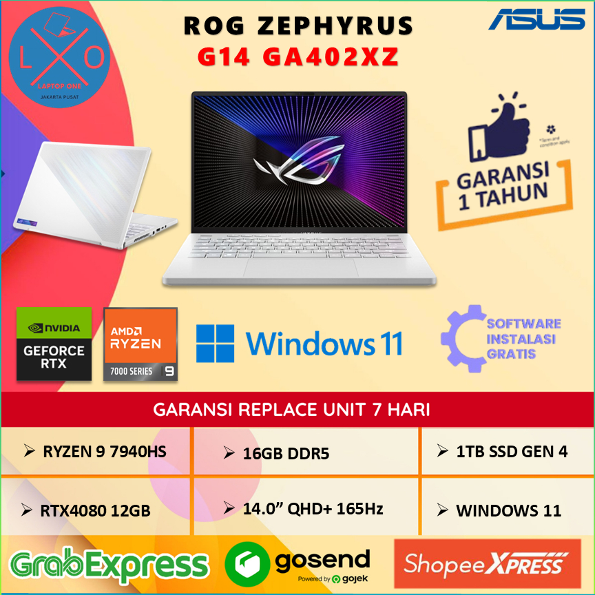 Asus ROG Zephyrus G14 GA402XZ RTX4080 12GB Ryzen 9 7940HS 16GB 1TB 14.0" QHD+ 165Hz Windows 11 Home