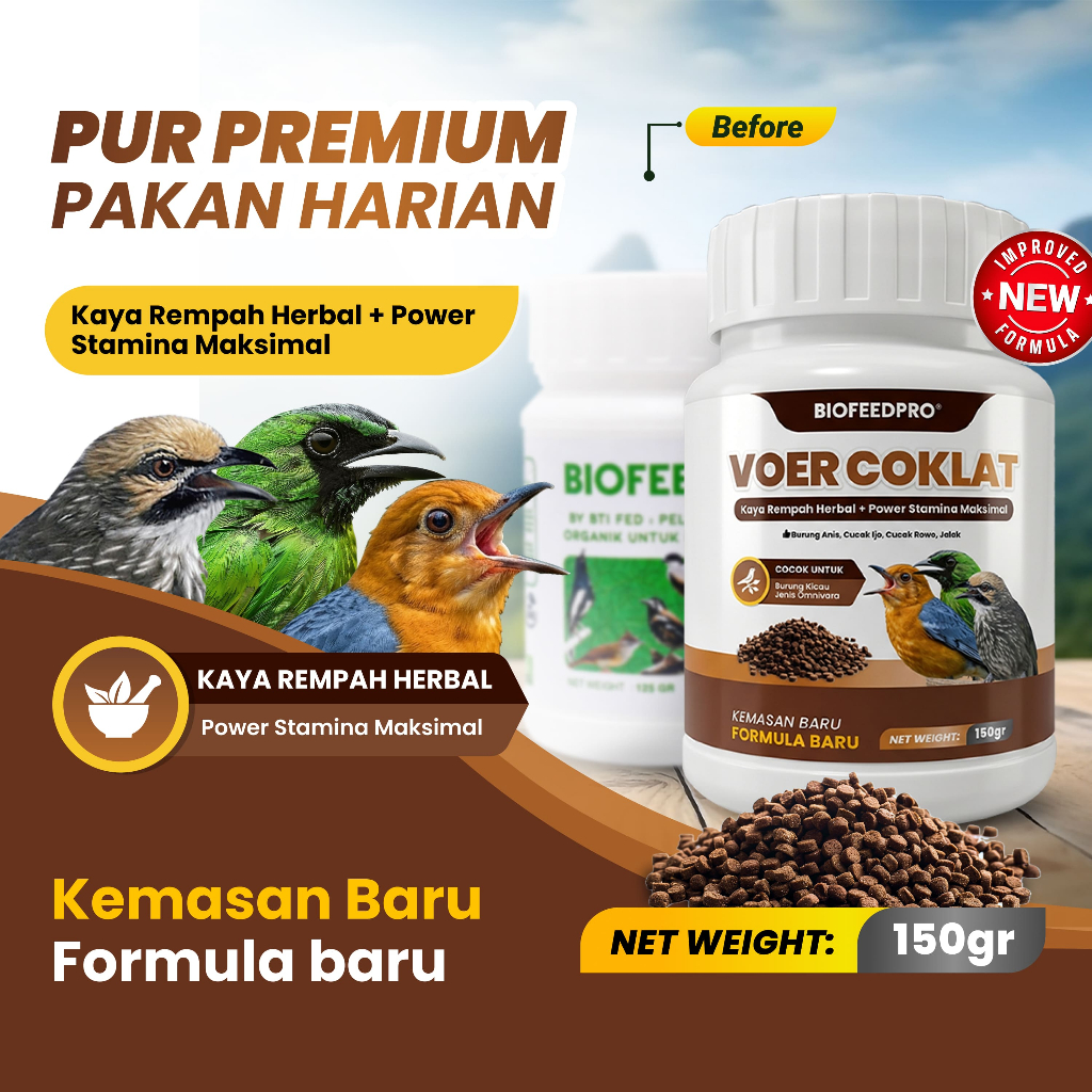 VOER COKLAT Pur Premium Harian Burung 150gr Biofeedpro | Jalak - Cucak - Cendet - Kacer - Anis Merah