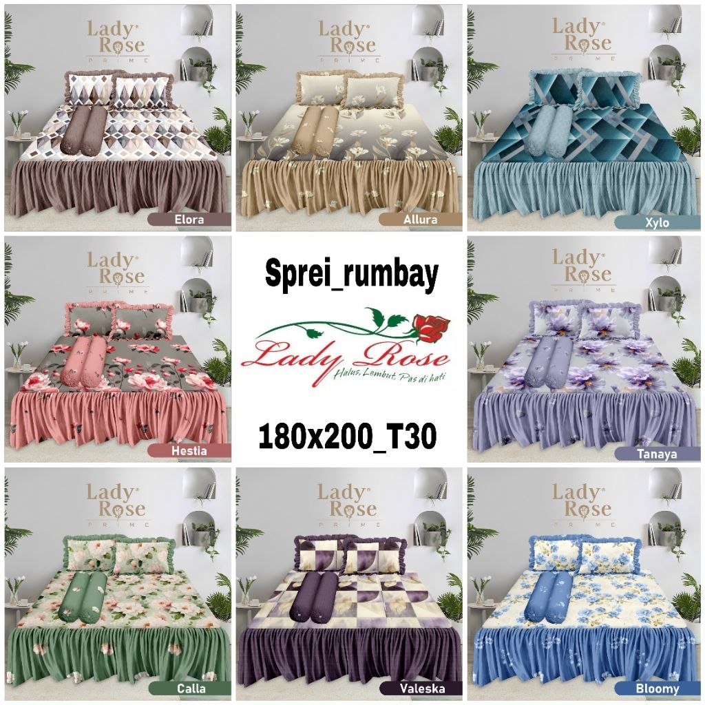 LADY ROSE - Sprei rumbai lady rose 180x200 rumbay original