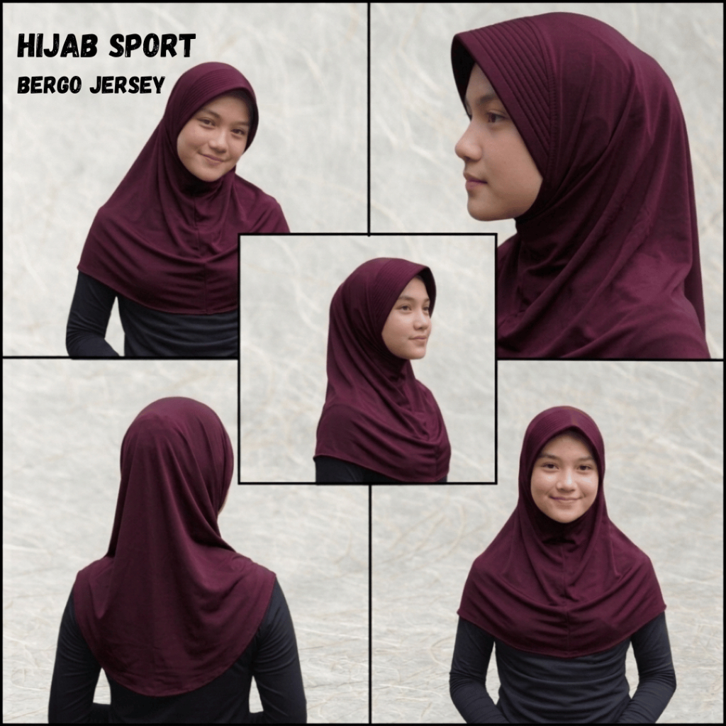 Hijab Bergo Jersey Anak Sekolah Warna Maroon | Jilbab Instan Anak Merah Marun Adem Nyaman