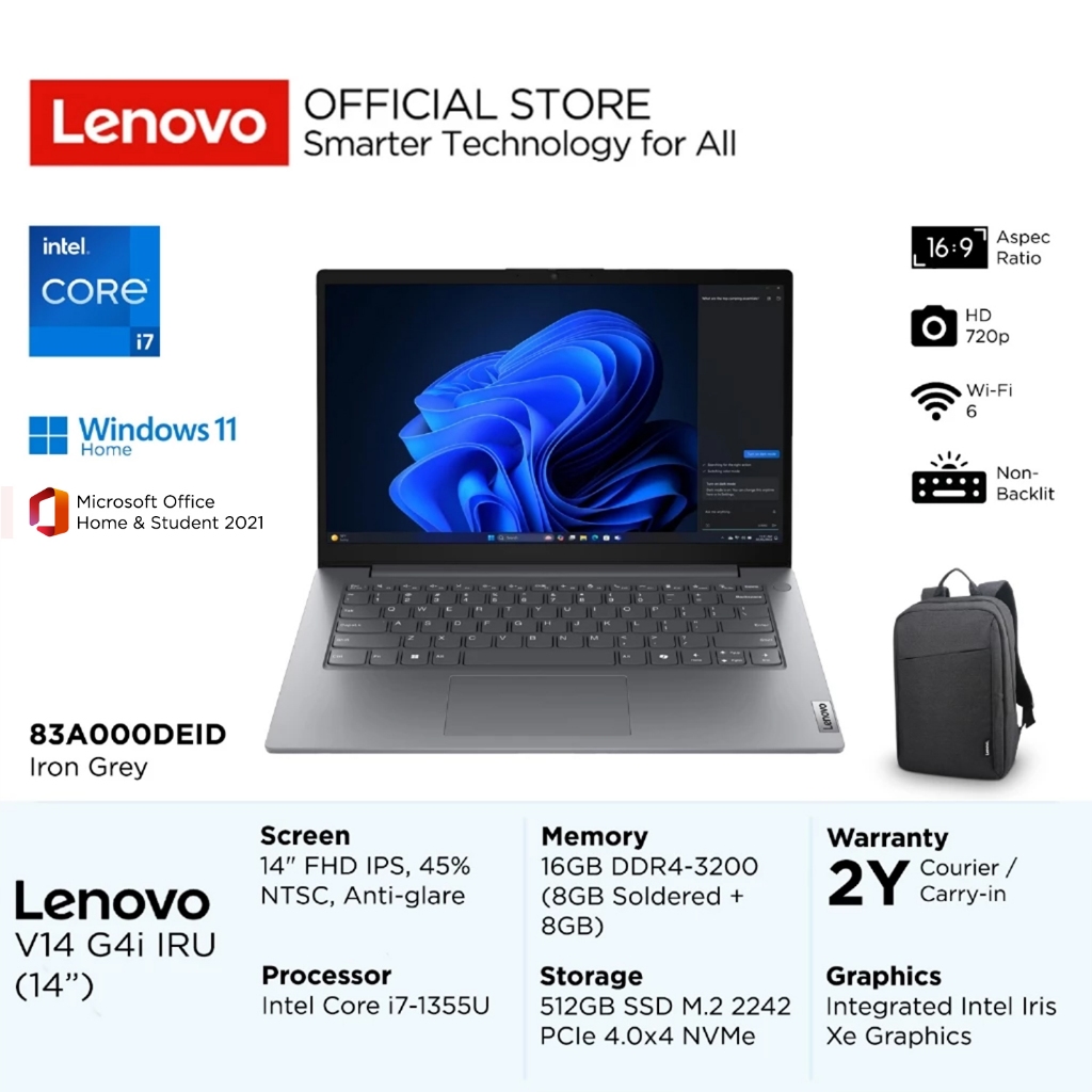 Lenovo V14 G4 IRU DEID Intel Core i7 1355U Win11 16GB 512GB SSD 14" FHD IPS 300nits 60Hz Integrated 