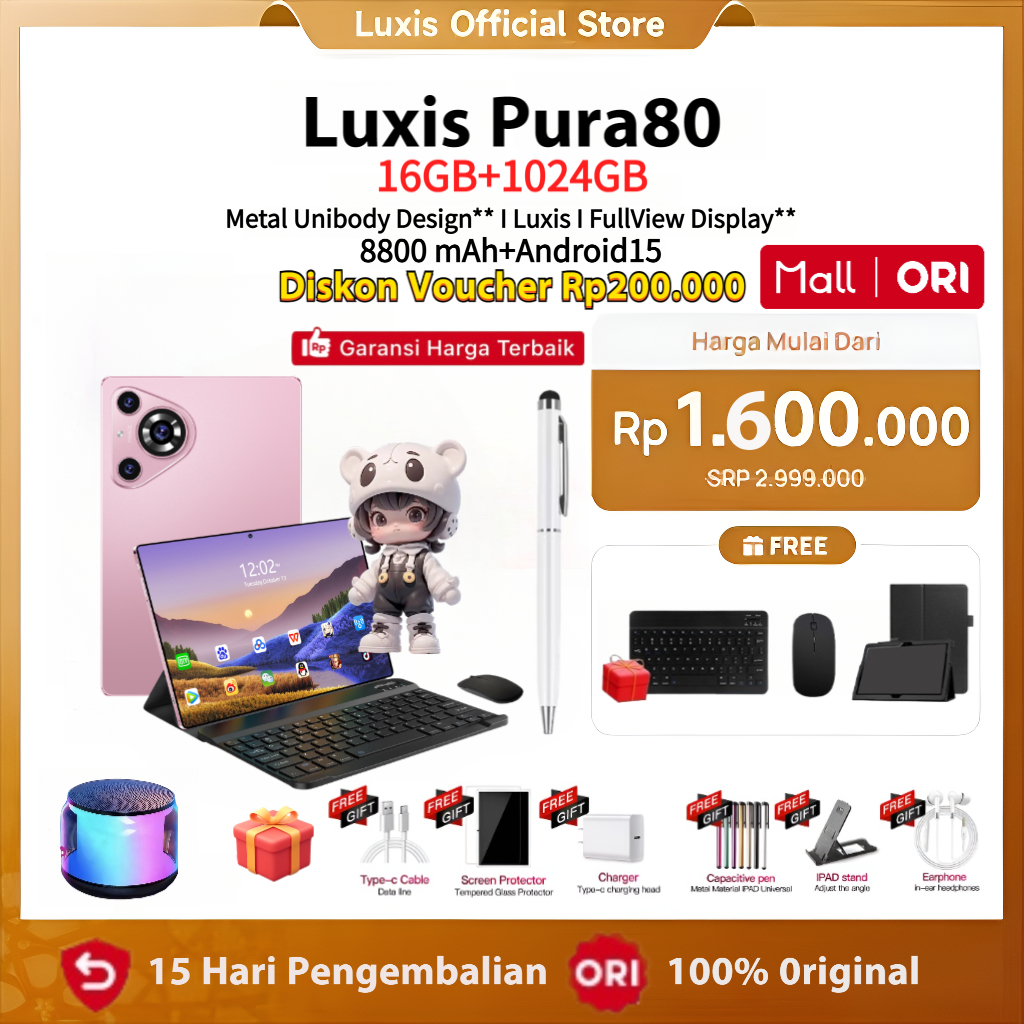 [Free Mouse Keyboard Case] Luxis Tablet Pura80 (16GB+1024GB)11.6inch"lPS Screen Tablet Android15 880