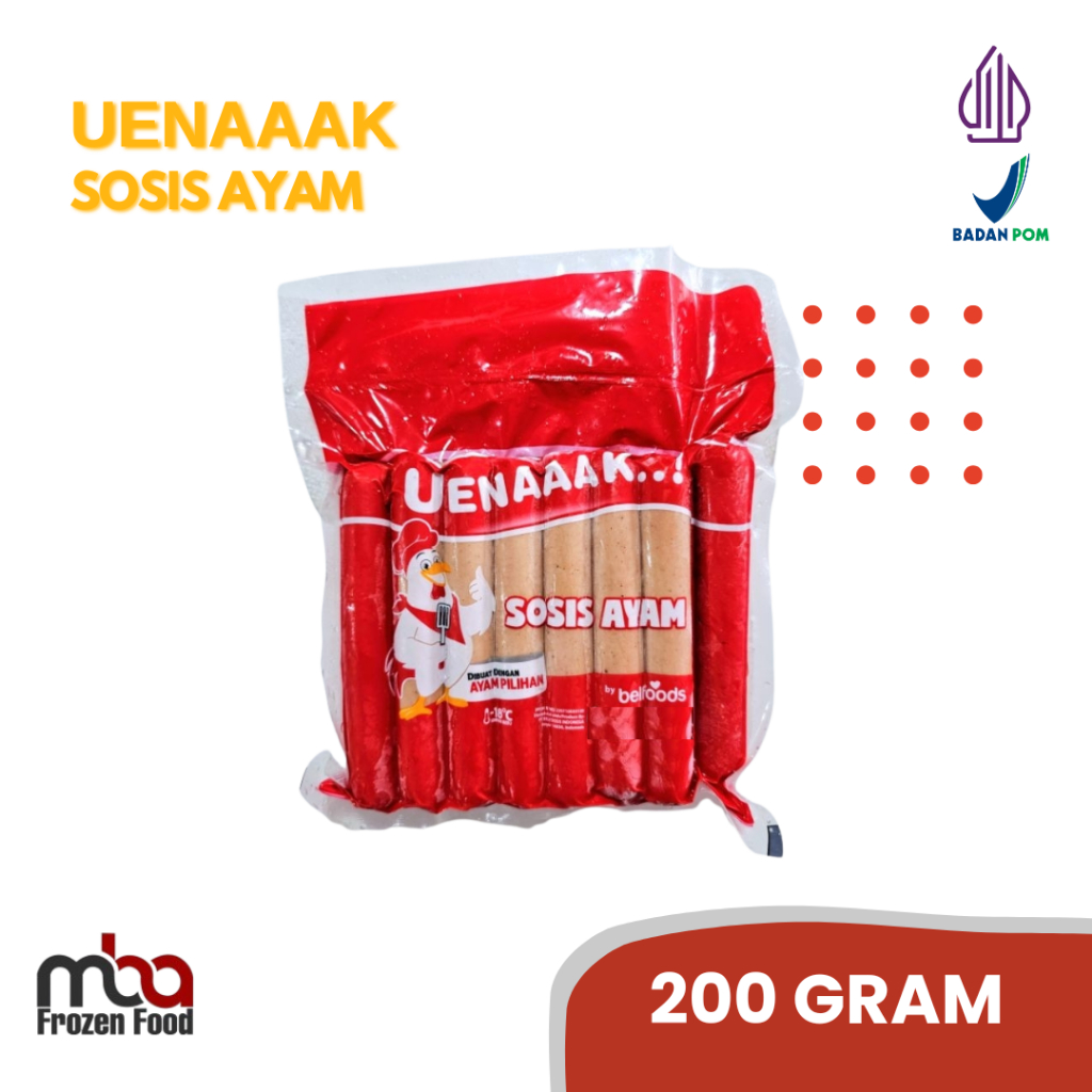 BELFOOD Uenaak Sosis Ayam 200 Gram  /Sosis /Daging /Kornet /Sate /Snack /Camilan /Dagingayam /Ayam /