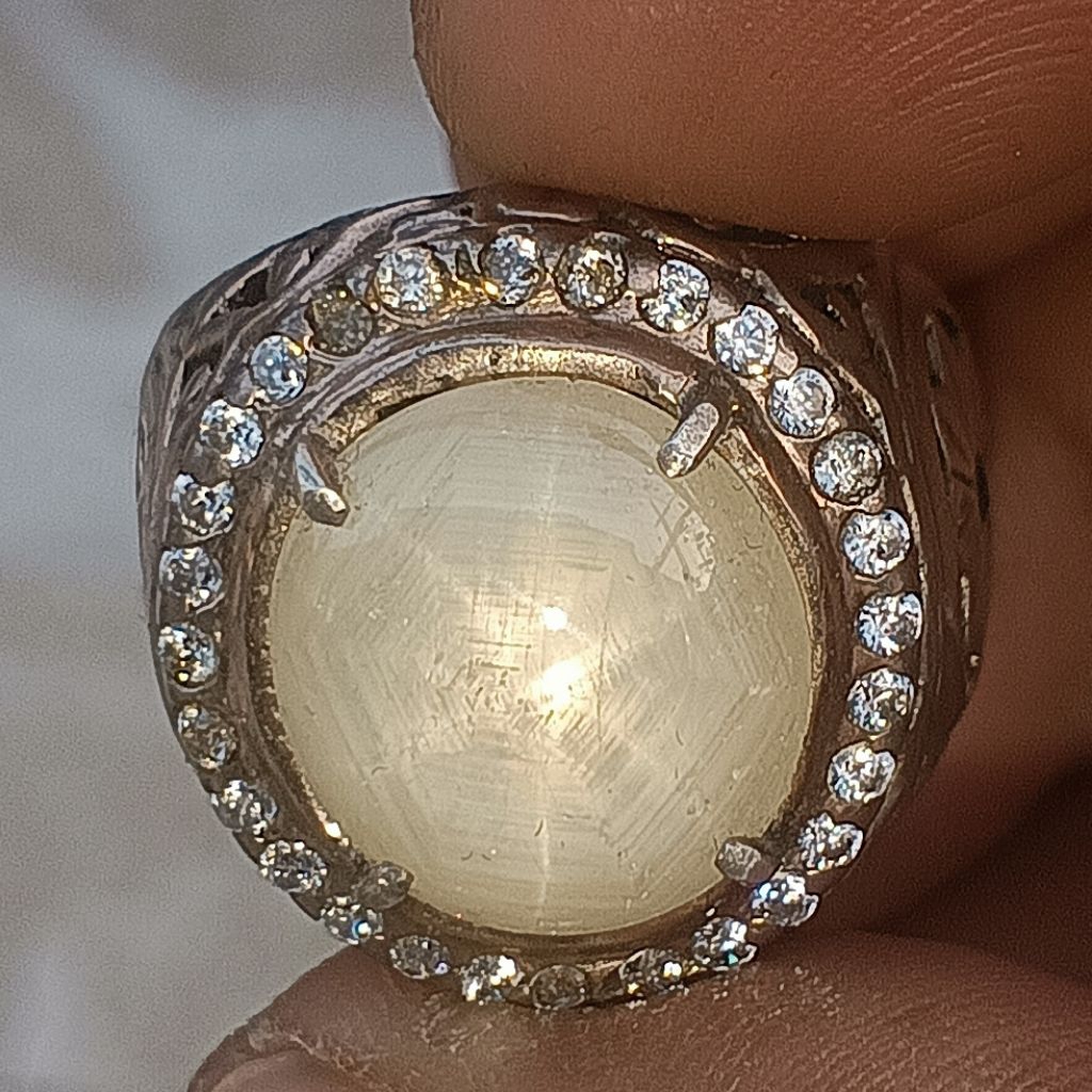 Natura white safir star Srilangka ring perak