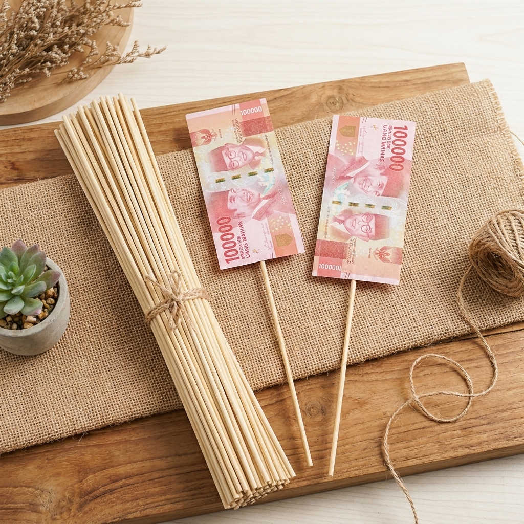 Tusukan buket uang 50pcs - tusuk buket uang - lidi tusuk buket - tangkai buket uang - bahan craft