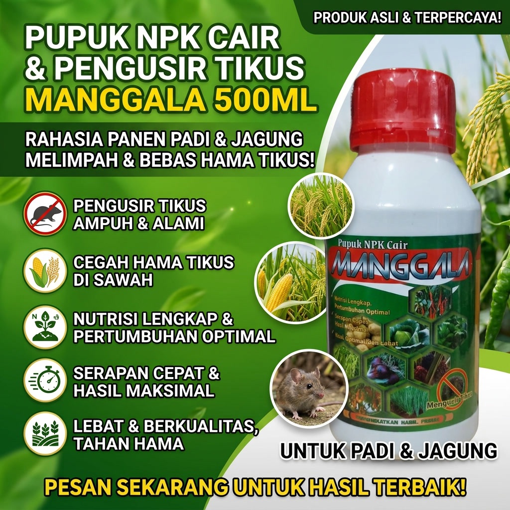MANGGALA 500ML Obat Hama Tikus Pada Tanaman Padi dan Jagung Mujarab dan Manjur, Obat Pengusir Hama T
