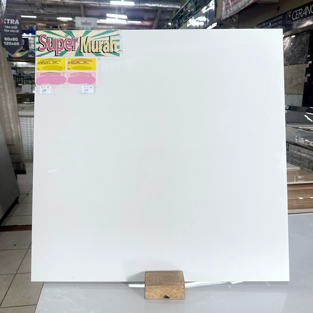 Granit 60x60 Lantai Dinding Putih Polos Indogress Solid White KW1 Granit Glossy