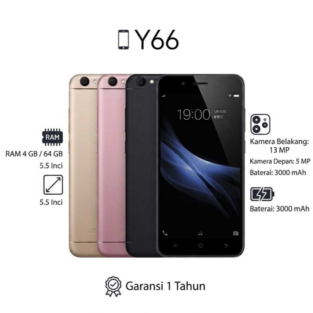 HP Y66 Smartphone Android RAM 4GB 64GB - Garansi 1 Tahun