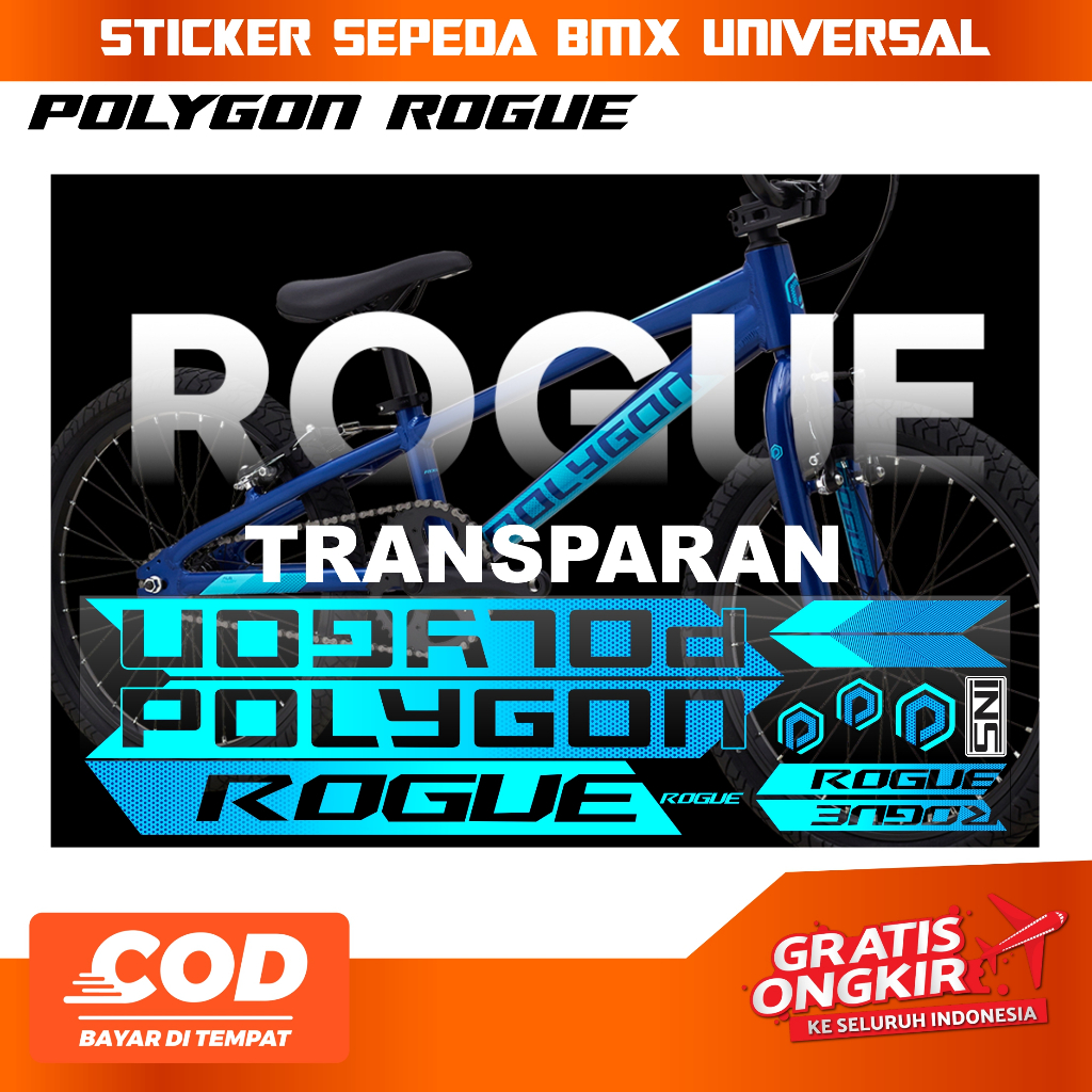 (COD) stiker transparan striping sepeda polygon rogue BMX 18 20 glossy lentur anti air