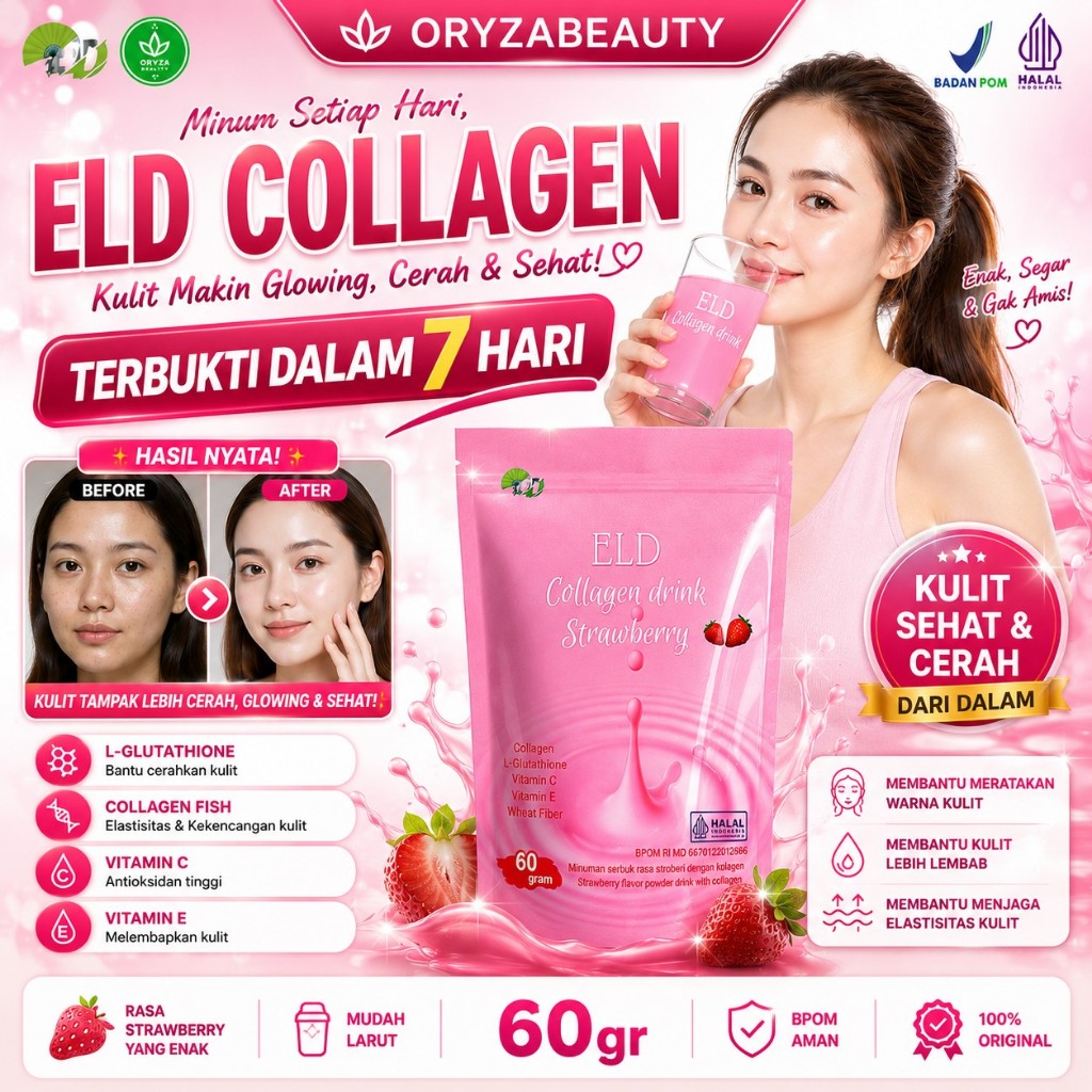 ELD Collagen Drink Minuman Pemutih Badan dan Pelangsing BPOM