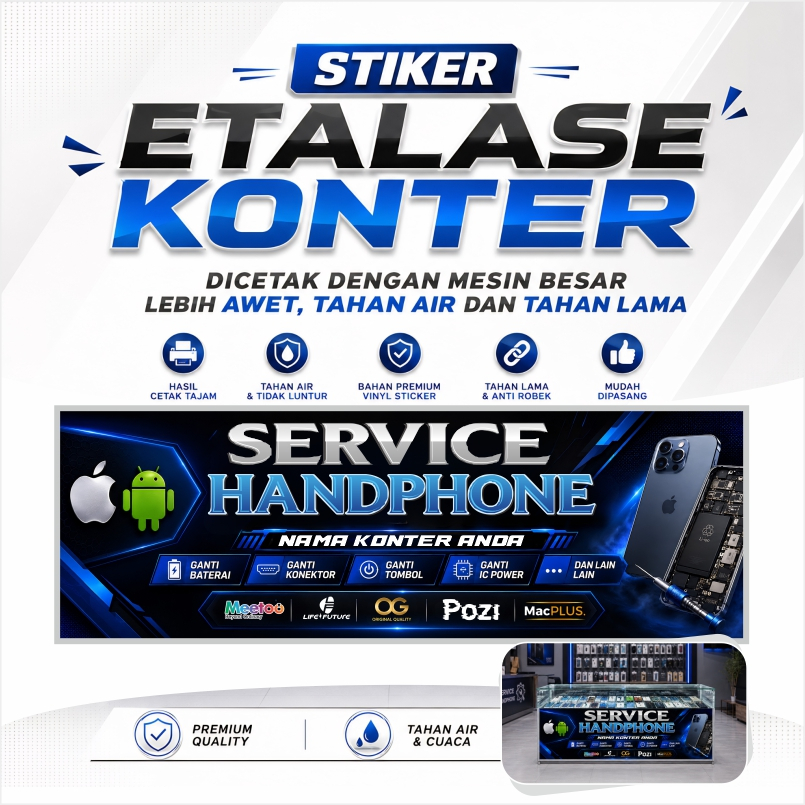 Sticker Stiker Etalase Konter Stiker Servis HP Service HP Bahan Tebal Tahan Lama