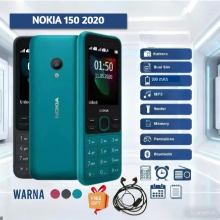 HP NOKIA 150 2020 BARU DUAL SIM SLOT MEMORY KAMERA RADIO SENTER GAME 800mAh