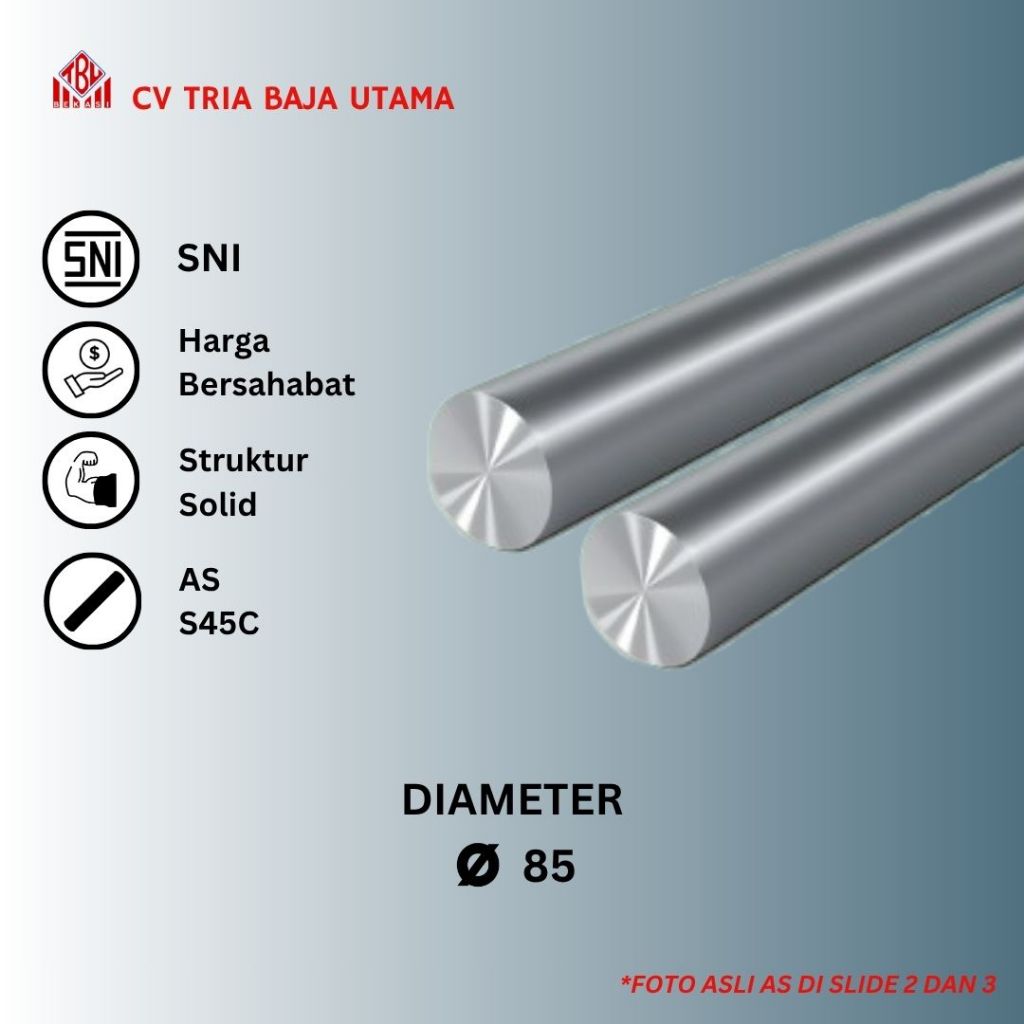 Besi AS S45C Diameter 85mm Custom Panjang | Bisa Potong Sesuai Order – Besi AS S45C Kuat untuk Shaft
