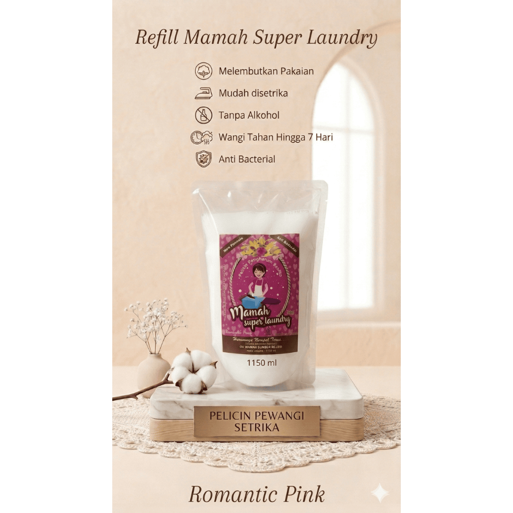 (REFILL/POUCH) ROMANTIC PINK Pewangi Setrika MAMAH SUPER LAUNDRY | Pewangi Laundry | Parfum Setrika