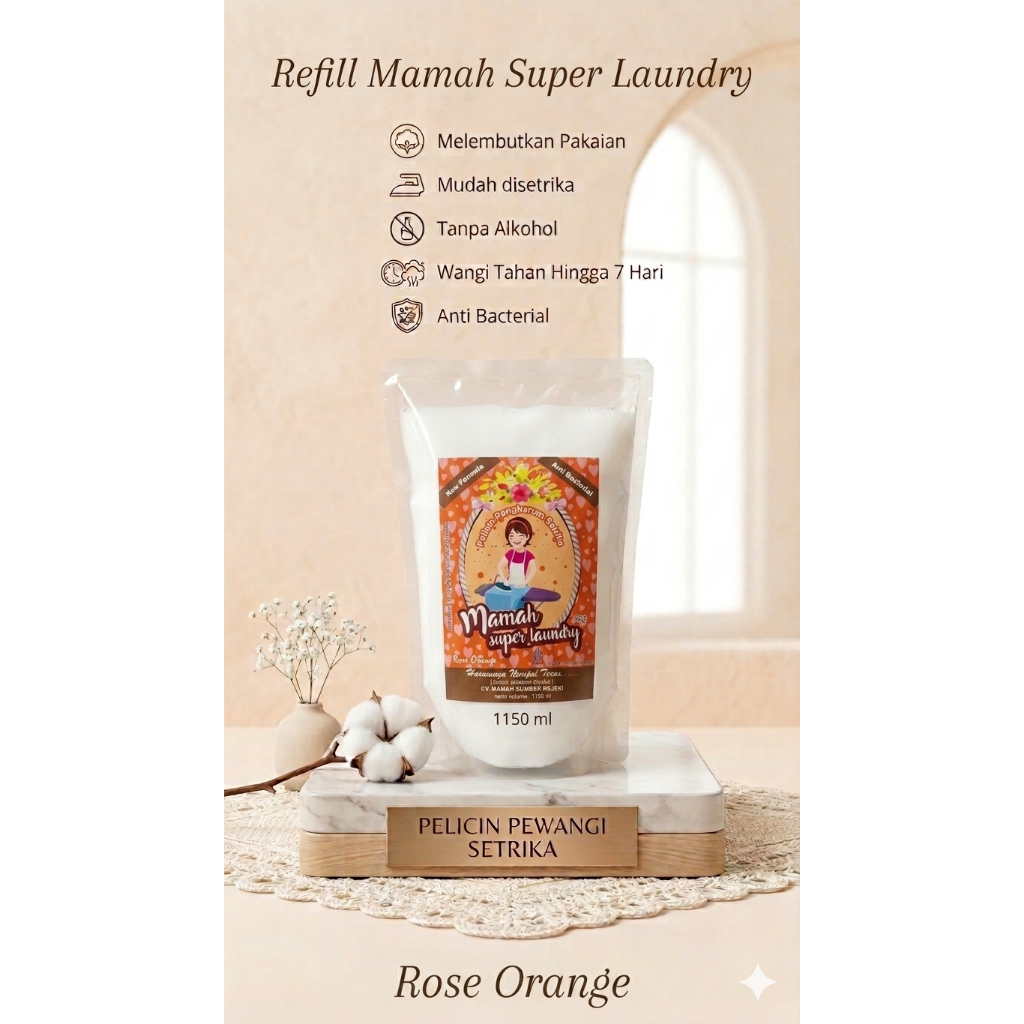 (REFILL/POUCH) ROSE ORANGE Pewangi Setrika MAMAH SUPER LAUNDRY | Pewangi Laundry | Parfum Setrika