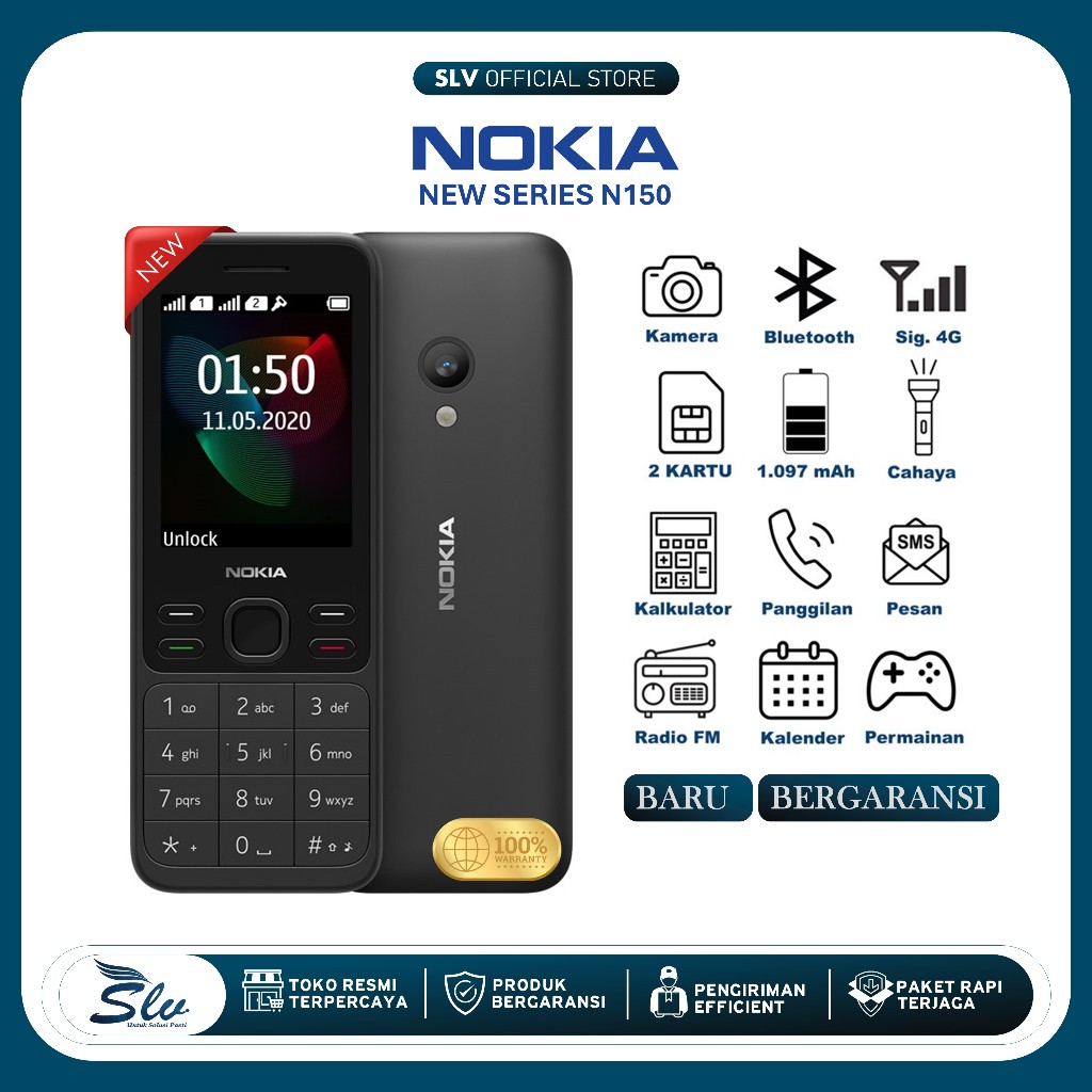 BARU/GRESS Hp Jadul Nokia 150 2020 NEW VERSION Murah Berkualitas Hp Jadul 2 Kartu Ada Kamera Musik F