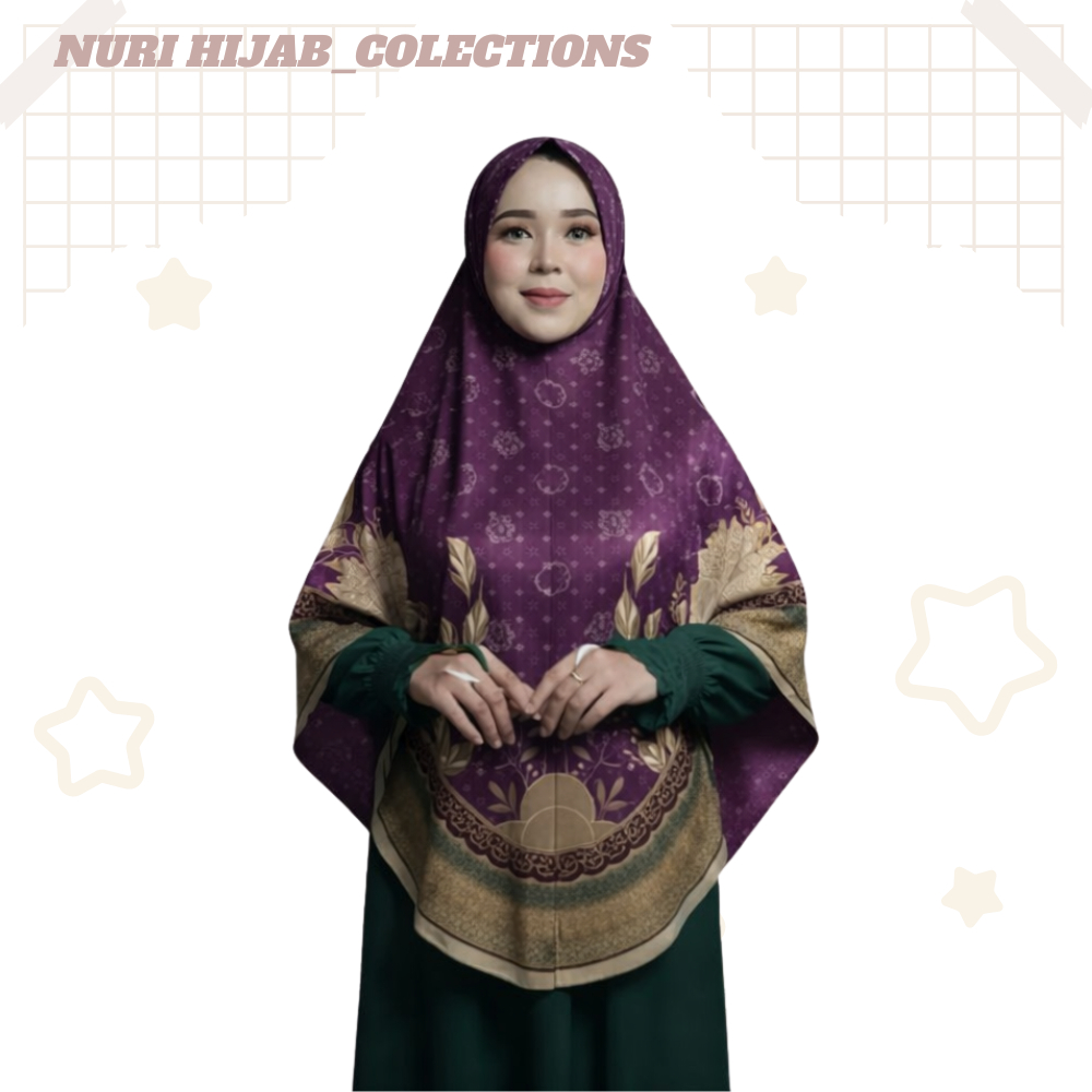 Jumbo - Hijab Instan Bergo Motif Khaira Printing Jersey Premium/Hijab Bergo Jumbo