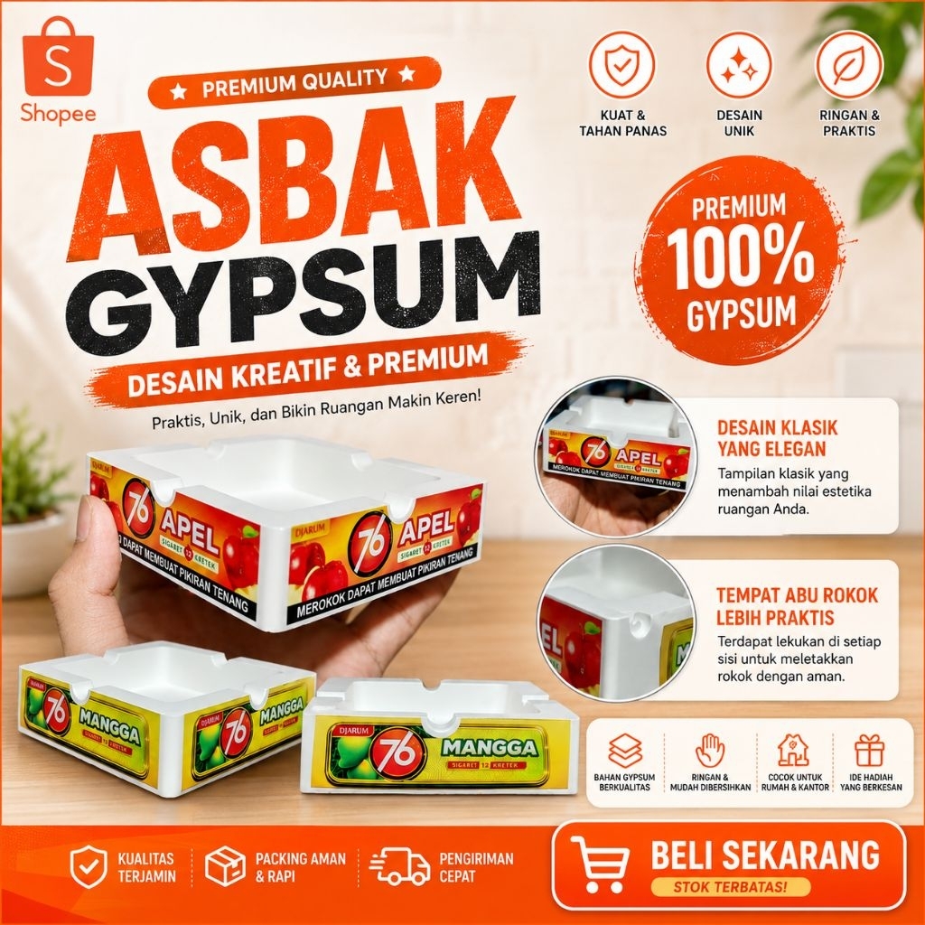 Asbak Keren Aesthetic 76 Apel - bahan gypsum semen