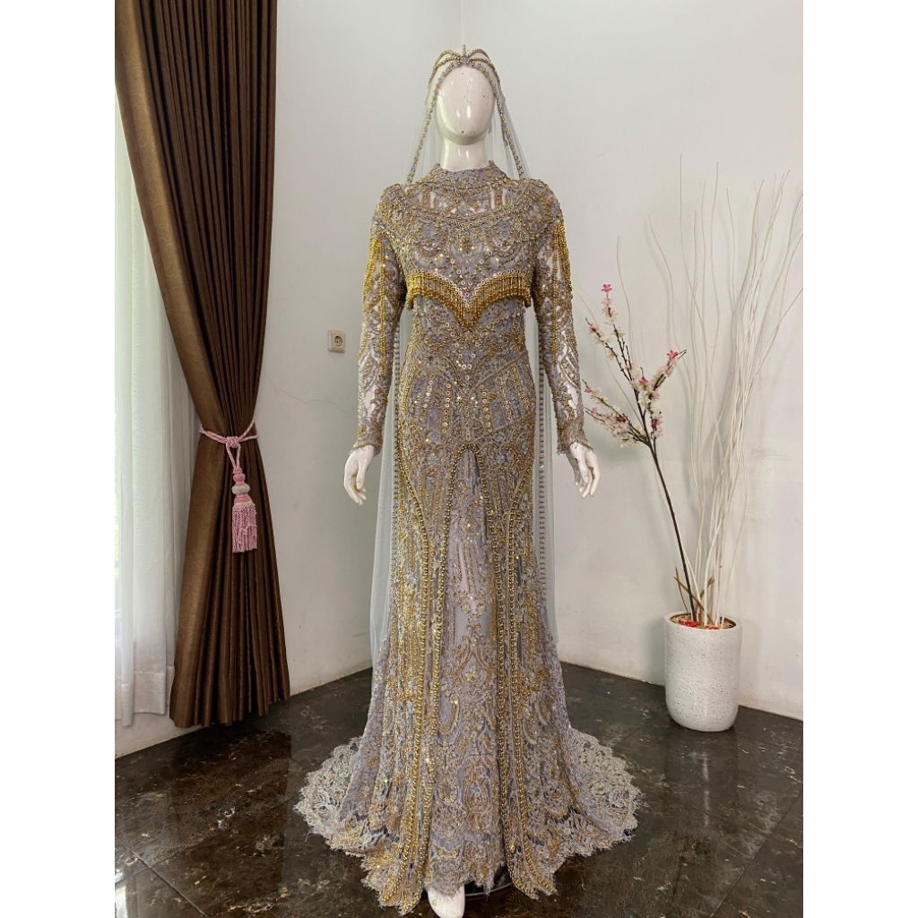 Kebaya pengantin silver full Payet/kebaya silver jumbo/kebaya silver premium