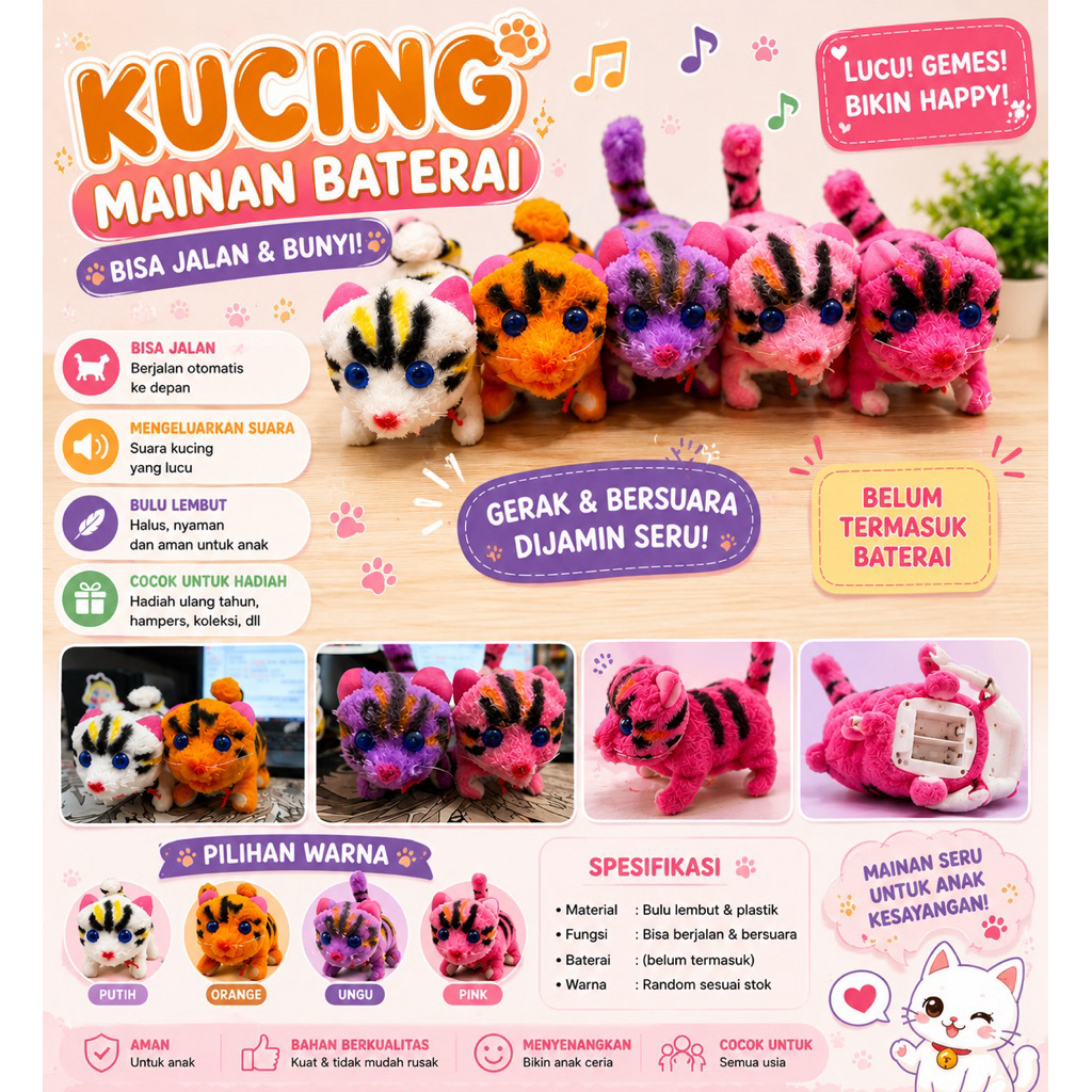 MAINAN KUCING BATRE/MAINAN KUCING JALAN