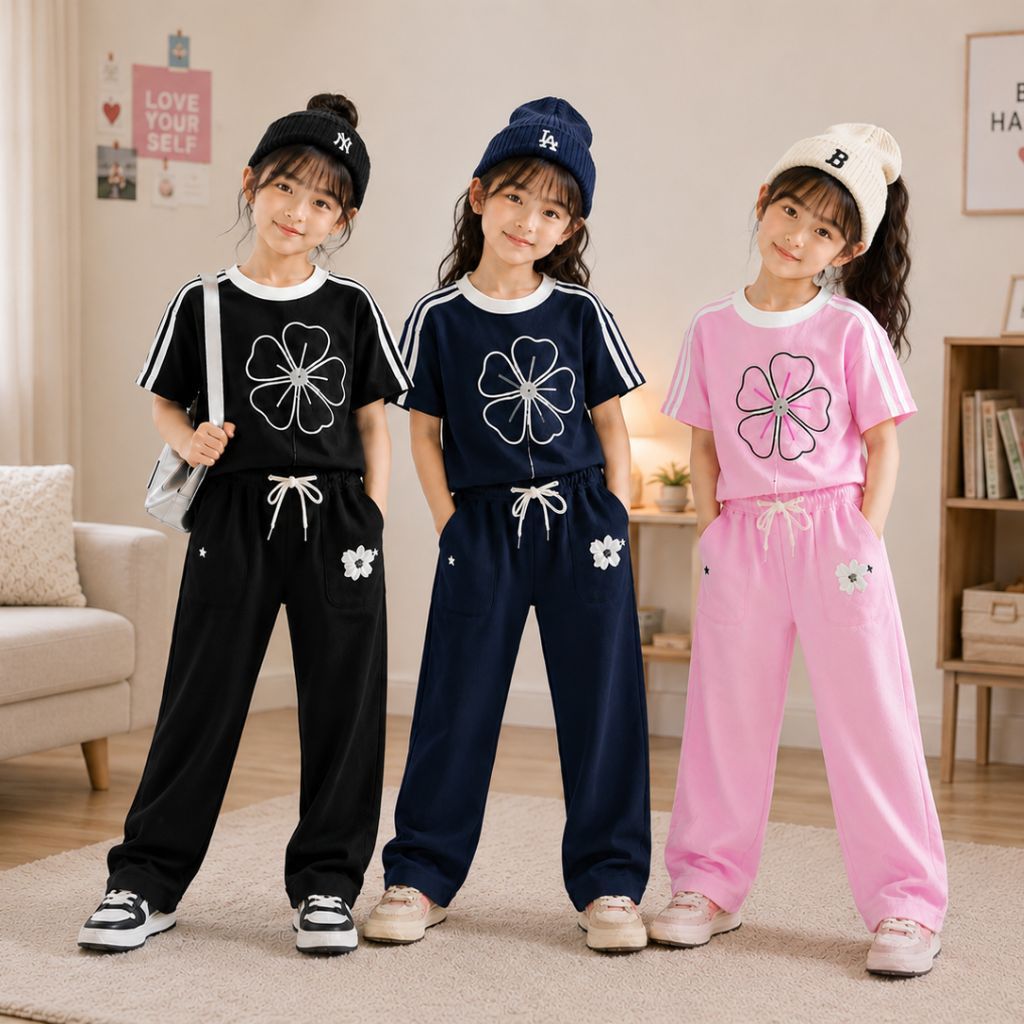 Setelan Anak Perempuan Motif Bunga Baju Anak Perempuan Terbaru Usia 1-10 Tahun