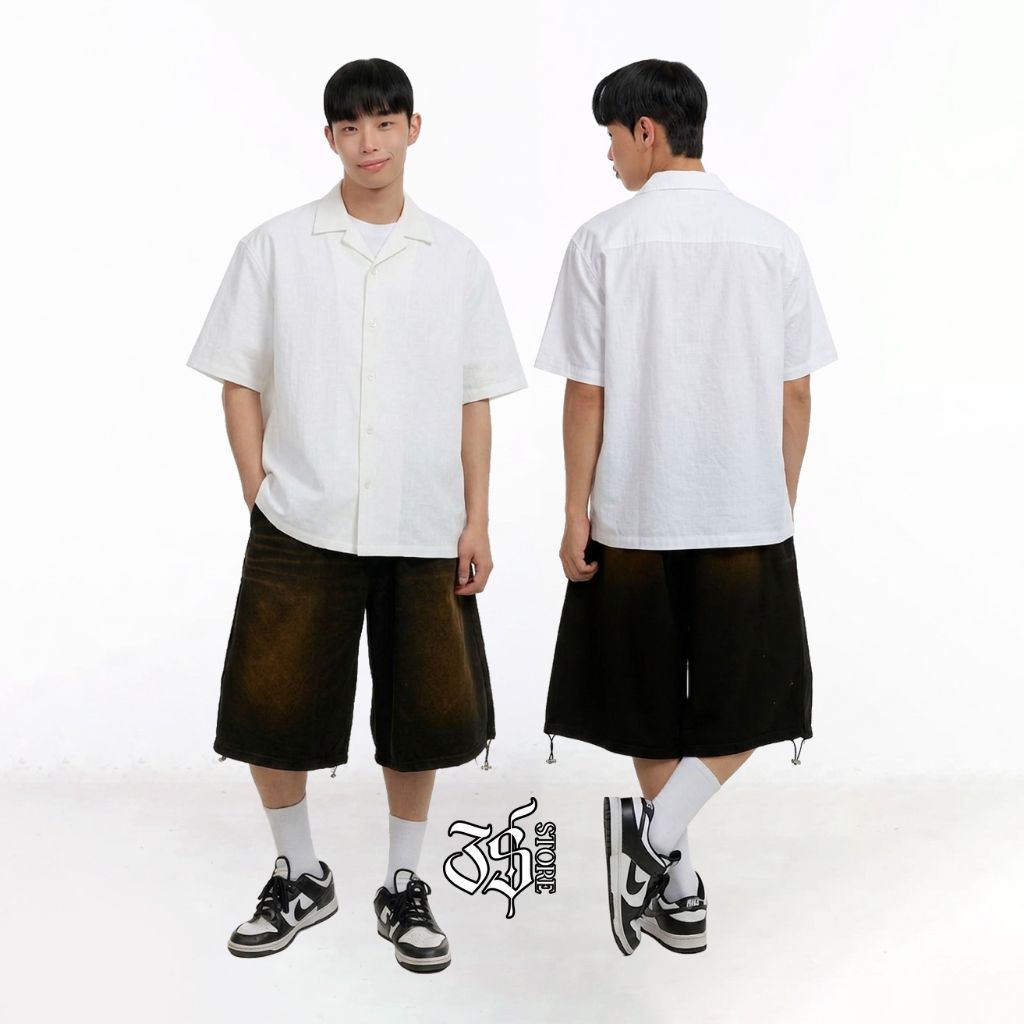 3SDR.ID - Kemeja Elano Cuban Bowling Linen Kahatex Premium Oversize White BW