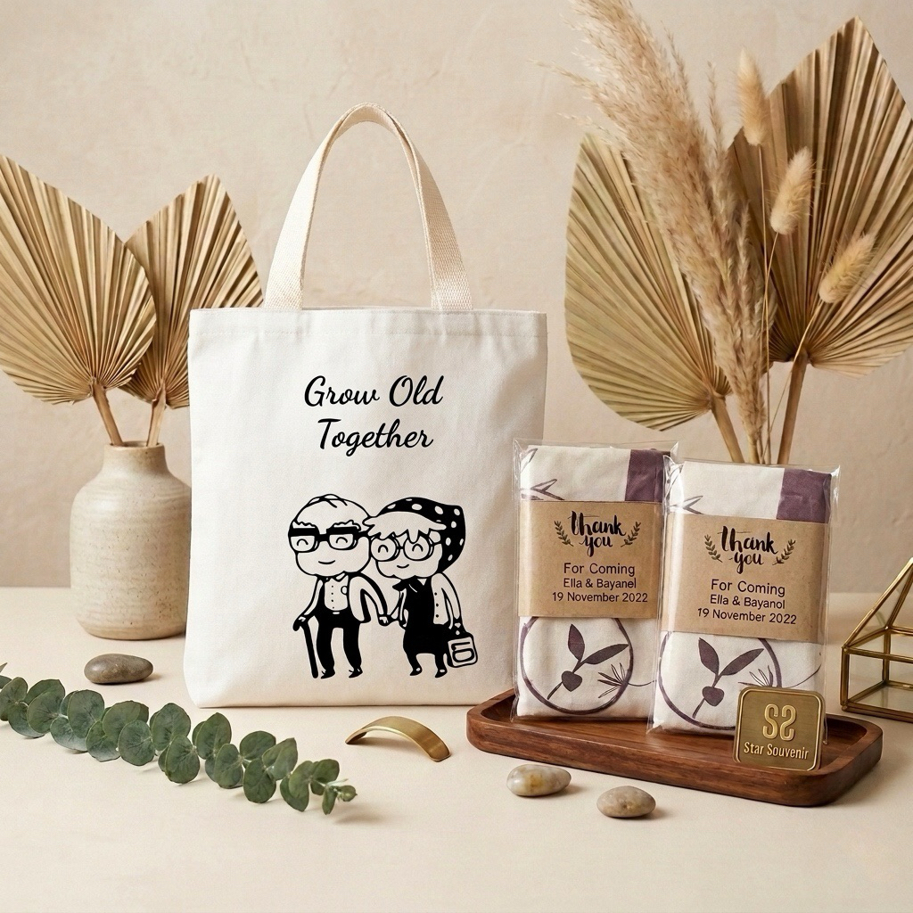 (25*35) Souvenir Pernikahan Tote Bag Souvenir Wedding Tas Souvenir Tote Bag Souvenir