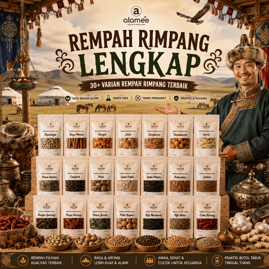 ALAMEE Bumbu Dapur Rempah Rimpang Temulawak Kayu Manis Jahe Kunyit Lada Hitam Kencur Ketumbar Kering