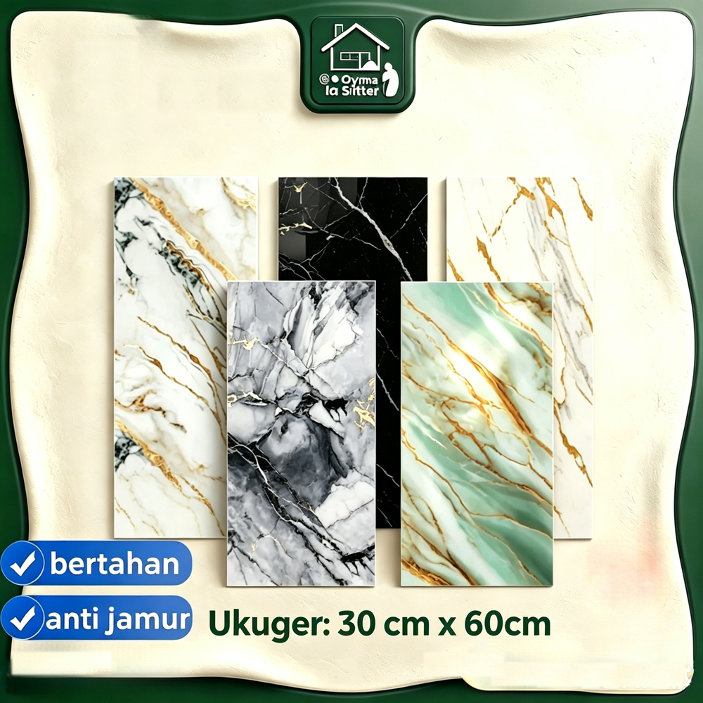 Wallpaper Dinding Motif Kayu Marble PVC 30x60cm Premium Tahan Air Anti Lembab Perekat Sendiri Hiasan