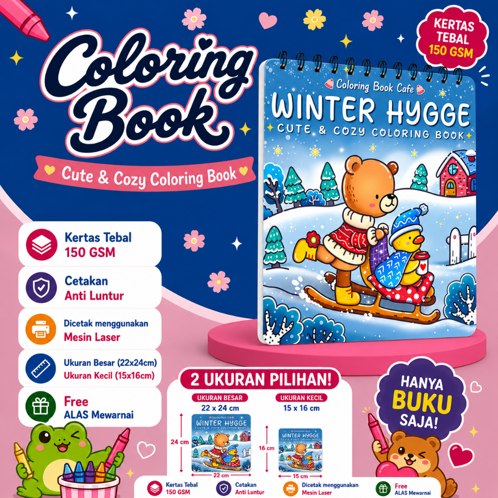 Hygge Winter Coloring Book Buku Mewarnai spiral
