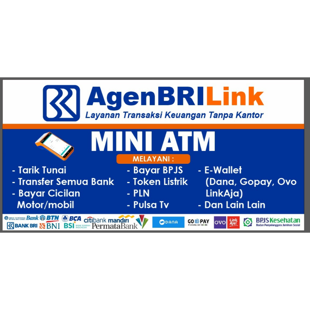 Banner / Spanduk Agen BRILink MINI ATM Bisa Custom Ukuran